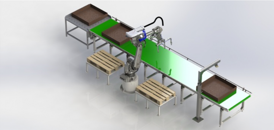 Célula robotizada para el encajonado customizado de muebles