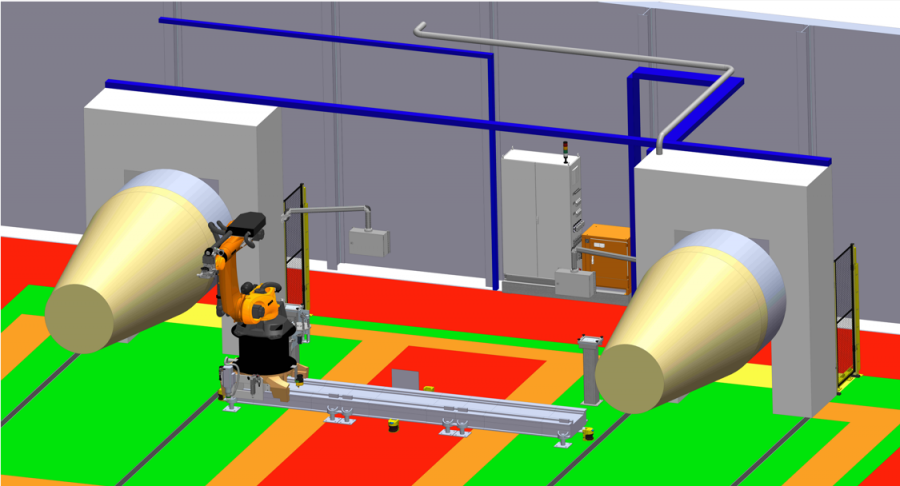 Célula robotizada para taladrado y recanteo en grada de aeroestructuras